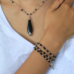 LH Scroll Bead with Matte Black Onyx 4mm Knot Bracelet