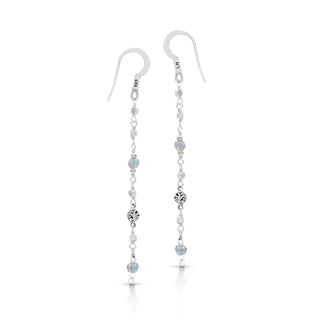 LH Scroll Bead 4mm with Faceted Labradorite 4mm Wire-Wrapped Drop Earrings