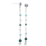 LH Scroll Bead with Moss Agate 4mm Wire-Wrapped Drop Stud Earrings