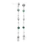 LH Scroll Bead with Moss Agate 4mm Alternate Wire-Wrapped Drop Stud Earrings