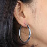 Sleek LH 4-sided Scroll Wraparound Hoop Earrings 35mm Diameter