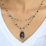 Teardrop Matte Black Onyx 4mm with LH Scroll Accent Wire-Wrapped Double Strand Necklace