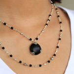 Round Matte Black Onyx 4mm with LH Scroll Accent Wire-Wrapped Necklace