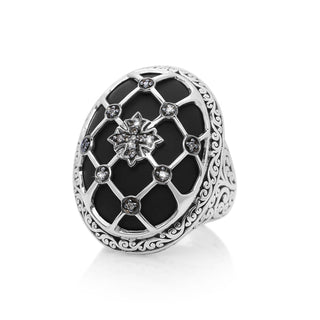 Brown Diamond & Matte Black Onyx Caged Cocktail Ring