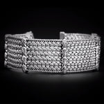 Handwoven Textile Weave (20mm) Bracelet with Vertical Marquise Stations