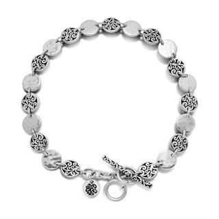 LH Scroll & Hammered Mini Disc Bracelet