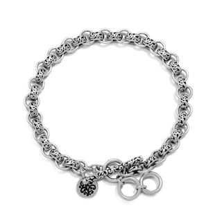 Flat Oval Cutout with Classic Signature Lois Hill Scroll Chain Link Station Bracelet
