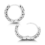 Classic LH Scroll Rounded Small Hoop Earrings with Hinge (Diameter 14mm)