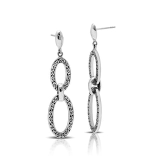 Double Oval Link LH Scroll Drop Earrings
