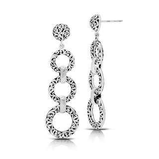 Triple LH Scroll Round Link Drop Earring