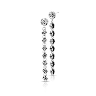 Lois Hill Diamond Granulation Scroll Link Station Long Stud Earrings