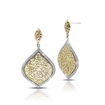 18K Gold Round Marquise Earrings with Diamond (.62 cts) Frame