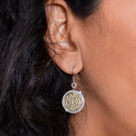 Round 18K Gold Scroll Earring with Diamond (.50 cts) Frame