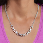 LH Scroll Rectangular Link and Double Chain 19" - 22" Necklace