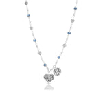 Dark Blue Pyrite Love and Heart Charm Wire Wrap Necklace