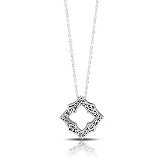 Stylized Diamond Shaped Open Pendant Necklace