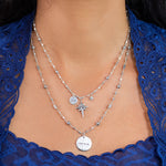 "Grateful" LH Scroll Pendant on Wire Wrapped Petite Bead 17" - 20" Necklace