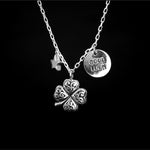 "Good Luck" Charm LH Scroll Clover Pendant Necklace