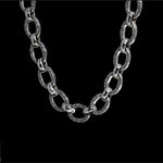 Oval Link Square Sided LH Scroll Full Link Necklace 18" - 20"