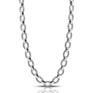 Oval Link Square Sided LH Scroll Full Link Necklace 18" - 20"