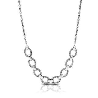 LH Scroll Square Sided Oval Link Necklace with Chain 19" - 22"