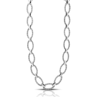 LH Scroll Large Square Sided Oval Link Necklace 19" - 22"