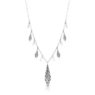 LH Scroll Elongated Teardrop & Dangle Necklace