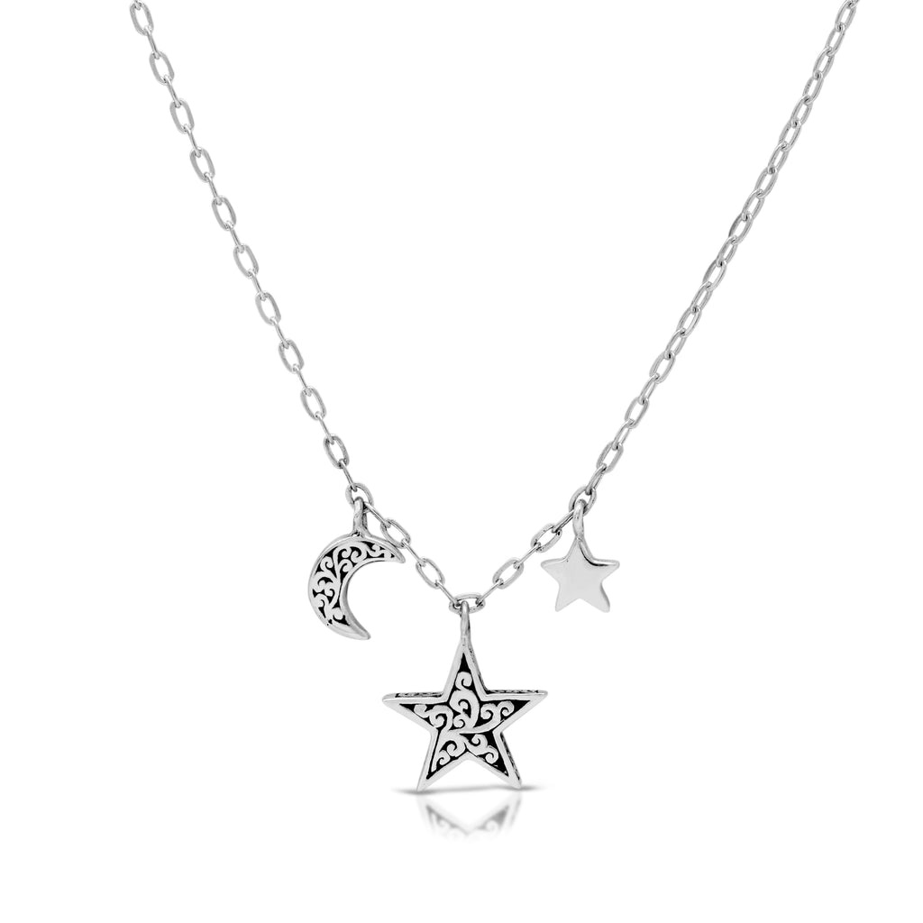 LH Scroll Classic Star & Mini Charm Necklace Lois Hill Jewelry