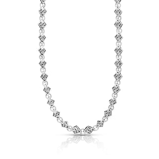 Diamond Cutout Chain Link with Classic Signature Lois Hill Scroll Necklace 18"