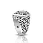LH Granulated Filigree Cushion with LH Scroll Ring