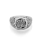 Granulated Alhambra Stylized  with LH Scroll Signet Ring