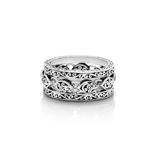 Round Marquise Link with Classic Signature Lois Hill Sterling Silver 3-Stack Ring