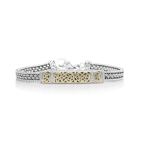 18K Gold ID Textile Bracelet - Lois Hill Jewelry