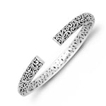 Pave Diamond (0.40 CT) Oval with Intricate Signature Lois Hill Scroll Hinged Cuff