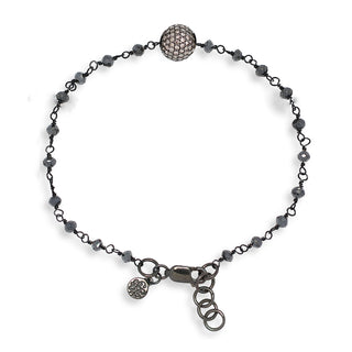 Brown Diamond (3.04 CT) Bead on Roughcut Black Diamond Bead Bracelet
