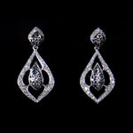 Marquise Scroll with Stylized Pave Diamond Drop Earring