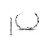 Rounded LH Signature Scroll with Pave Diamond (.25ct) Hoop Earrings