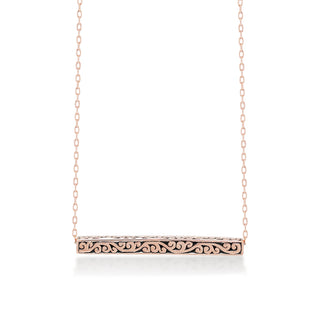 18K Rose Gold Bar with Classic Signature Lois Hill Scroll Neklace (25mm*3mm)