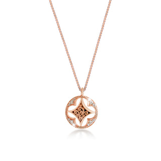 18K Rose Gold Star and Diamond (0.17 CT) Accents Halo with Classic Signature Lois Hill Scroll Necklace