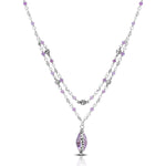 Rose-de-France Amethyst (14mm) Pendant with Double Strand  Necklace (17"-20")
