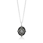 Brown Diamond (0.13 CT) Starburst Design on Oval Matte Black Onyx with Classic Signature Lois Hill Scroll Necklace (12mm*14mm)
