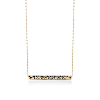 18K Yellow Gold Staright Bar with Signature Lois Hill Scroll Necklace (25mm*2mm)