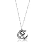 White Diamond 'Om' Pendant Necklace in Sterling Silver