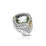 Green Amethyst Ring with 18K Gold Accents