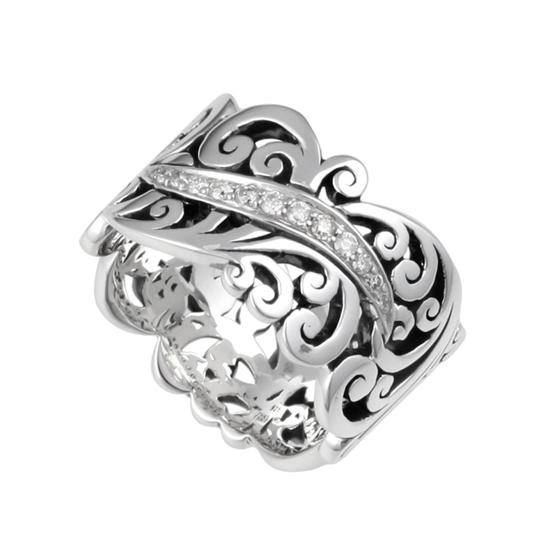 Diamond (0.16 CT) Open with Classic Signature Lois Hill Scroll Sterling Silver Ring