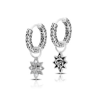 LH Diamond Scroll “Huggie” with Starbright Pave Diamond Earring Charm (sold as set)