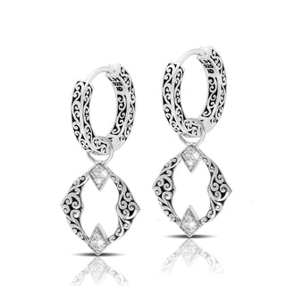 LH Diamond Scroll “Huggie” with Alhambra Diamond Earring Charm (sold as set)
