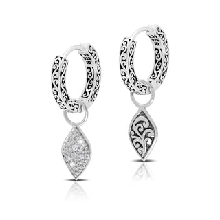 LH Diamond Scroll “Huggie” with Marquise Diamond Earring Charm (sold as set)
