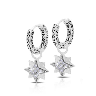 LH Diamond Scroll “Huggie” with Starbright Diamond Earring Charm (sold as set)