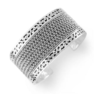Textile Weave Cuff w/Cutout Borders - Lois Hill Jewelry